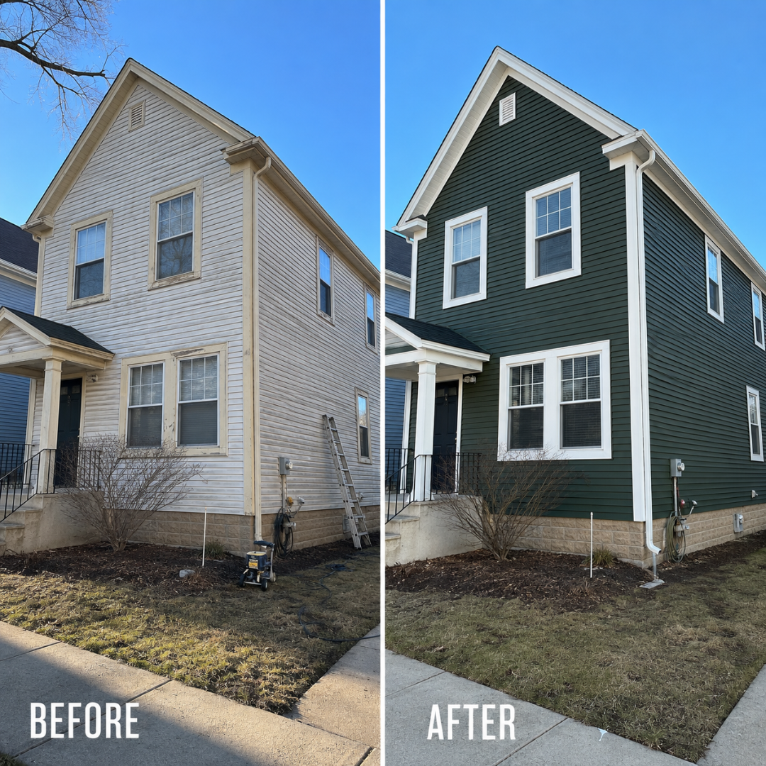 Deck painting on a Bolingbrook, IL house